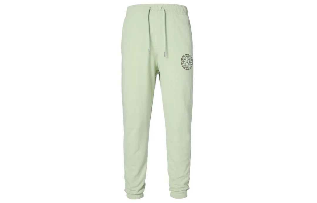 Jordan Fleece Lined Loose Fit Mid Rise Drawstring Elastic Cuff Knitted Sweatpants Men's Green
