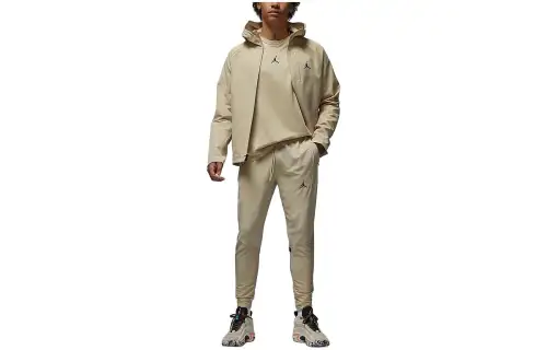 Jordan Knitted Sweatpants Men's Beige Moderate Cuffed Pants