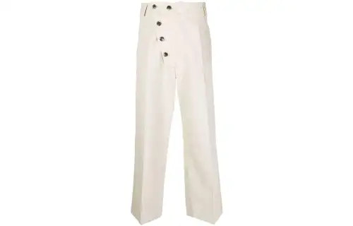 KENZO Casual Pants Men's White Moderate Wide Leg Pants