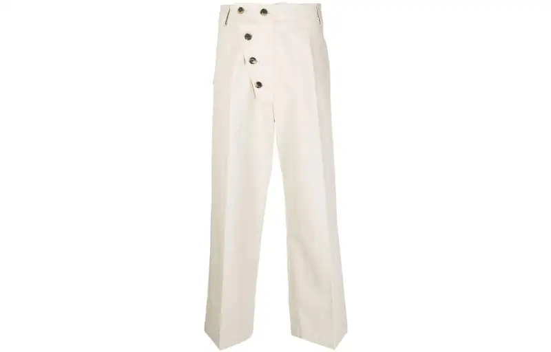 KENZO Casual Pants Men's White Moderate Wide Leg Pants