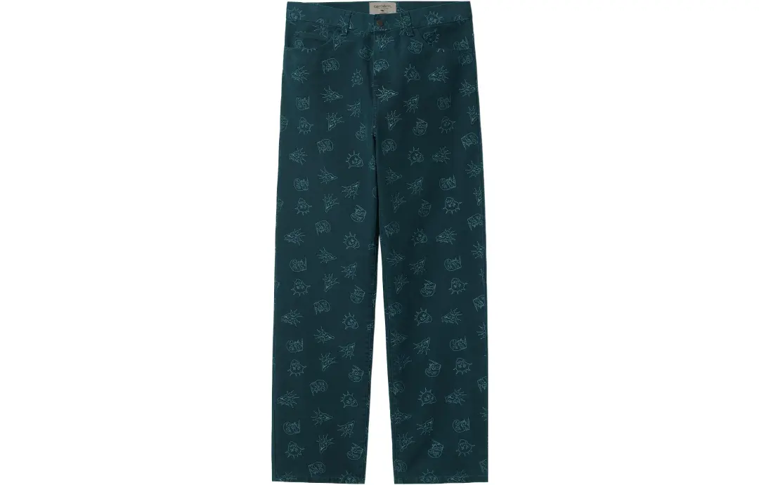 Carhartt WIP Casual Pants Men's Duck Blue Moderate Straight Fit Pants