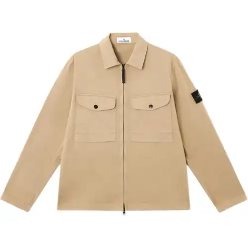 STONE ISLAND Compass Patch Zipped Shirt Jacket