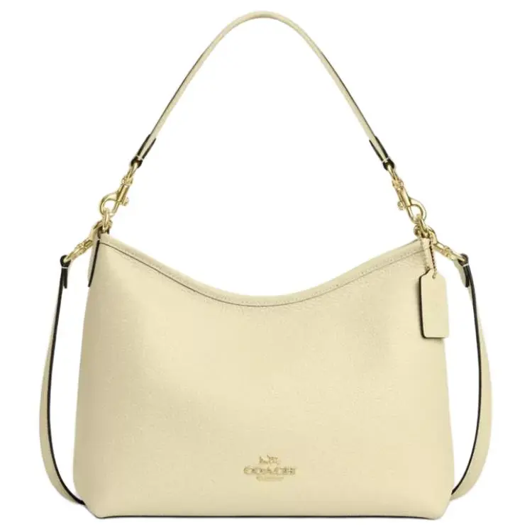 COACH Laurel Leather Shoulder Bag Large Women's Beige Yellow