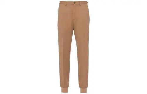 PRADA Knitted Sweatpants Men's Khaki Moderate Cuffed Pants