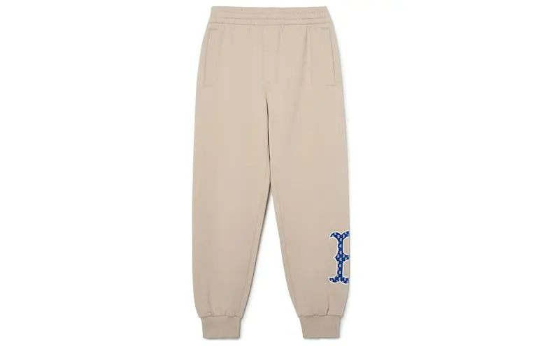 MLB Knitted Sweatpants Unisex Light Beige Moderate Cuffed Pants