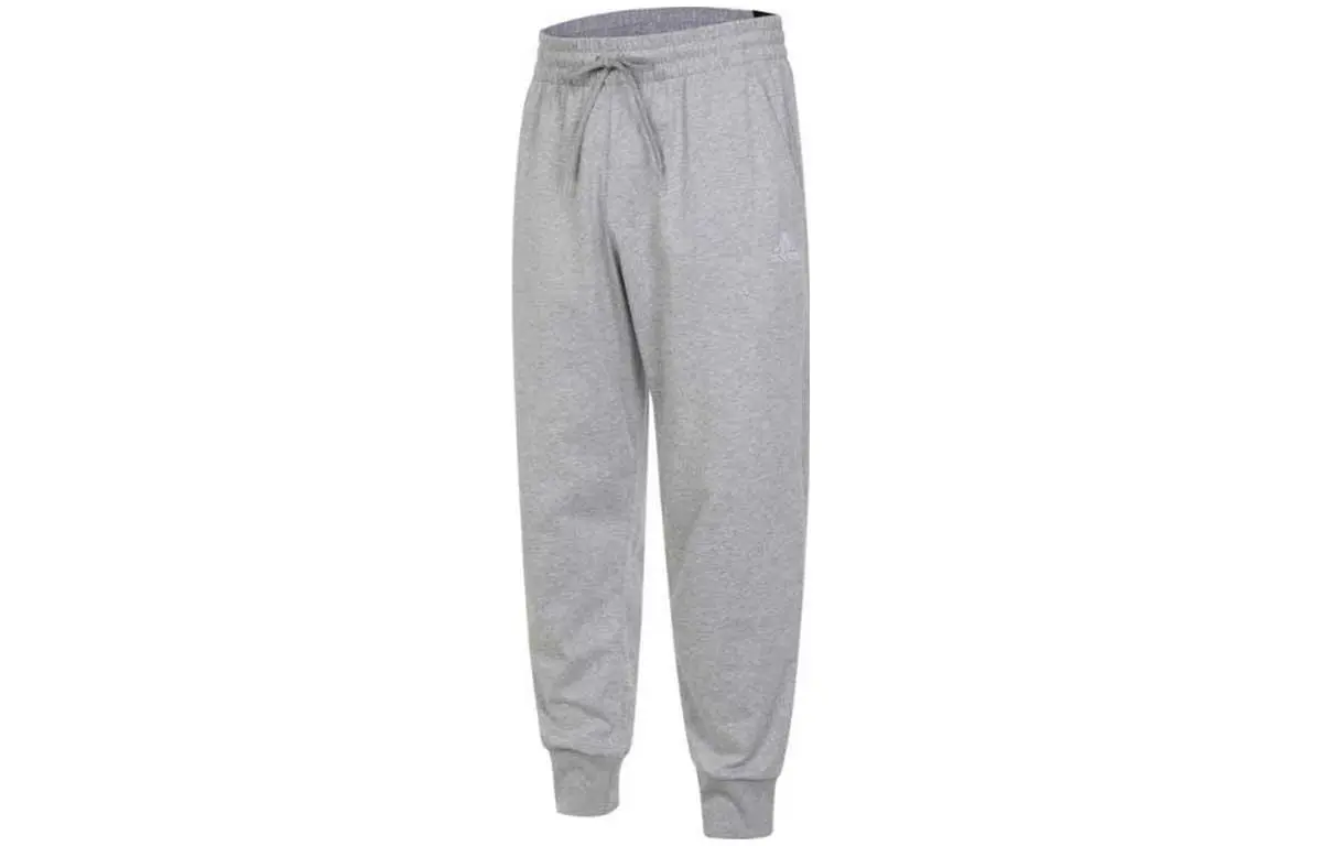 Adidas Knitted Sweatpants Men's Gray Moderate Cuffed Pants