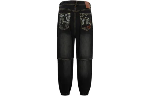 EVISU Jeans Men's Denim Black Moderate Cuffed Pants