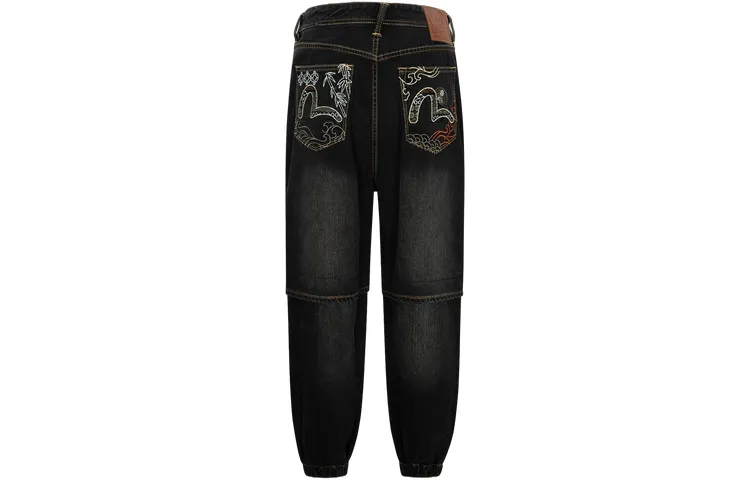 EVISU Jeans Men's Denim Black Moderate Cuffed Pants