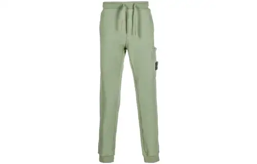 STONE ISLAND Knitted Sweatpants Men's Green Moderate Cuffed Pants