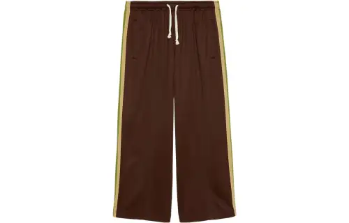 GUCCI Knitted Sweatpants Men's Red Brown Moderate Wide Leg Pants