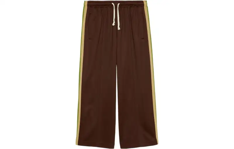 GUCCI Knitted Sweatpants Men's Red Brown Moderate Wide Leg Pants