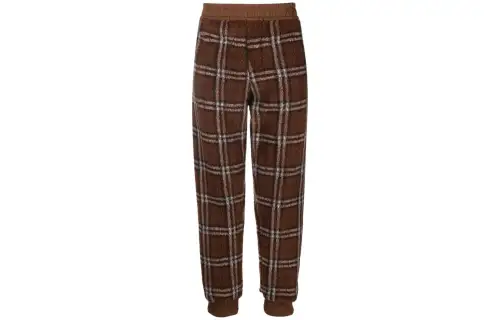 Burberry Men Fleece Check Pants Dark Birch Brown