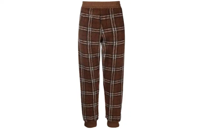 Burberry Men Fleece Check Pants Dark Birch Brown