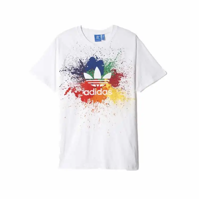 Adidas Originals T-Shirts Men's White Crew Neck Moderate Straight Fit