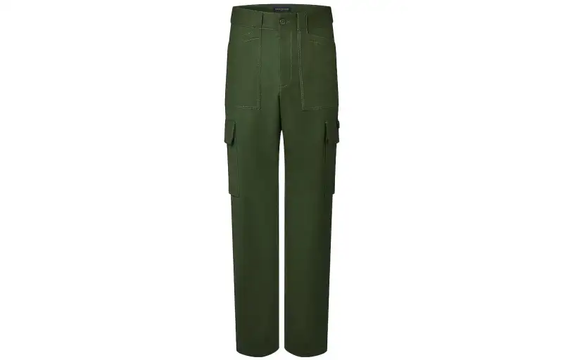 LOUIS VUITTON New Quarterly Products Of LV Casual Pants Men's Green Moderate Wide Leg Pants
