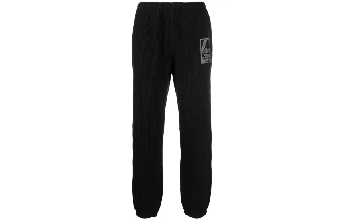 DIESEL Knitted Sweatpants Men's Black Moderate Slim Fit Pants