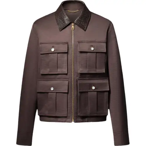 Lv Leather Collar Chic Safari Blouson