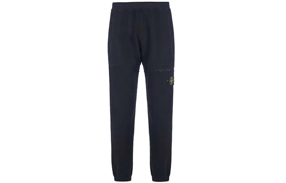 STONE ISLAND Knitted Sweatpants Men's Black Moderate Cuffed Pants