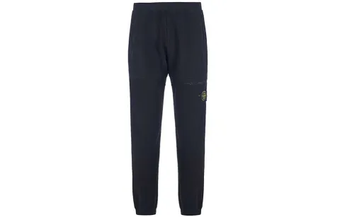 STONE ISLAND Knitted Sweatpants Men's Black Moderate Cuffed Pants