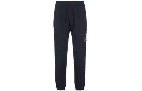 STONE ISLAND Knitted Sweatpants Men's Black Moderate Cuffed Pants