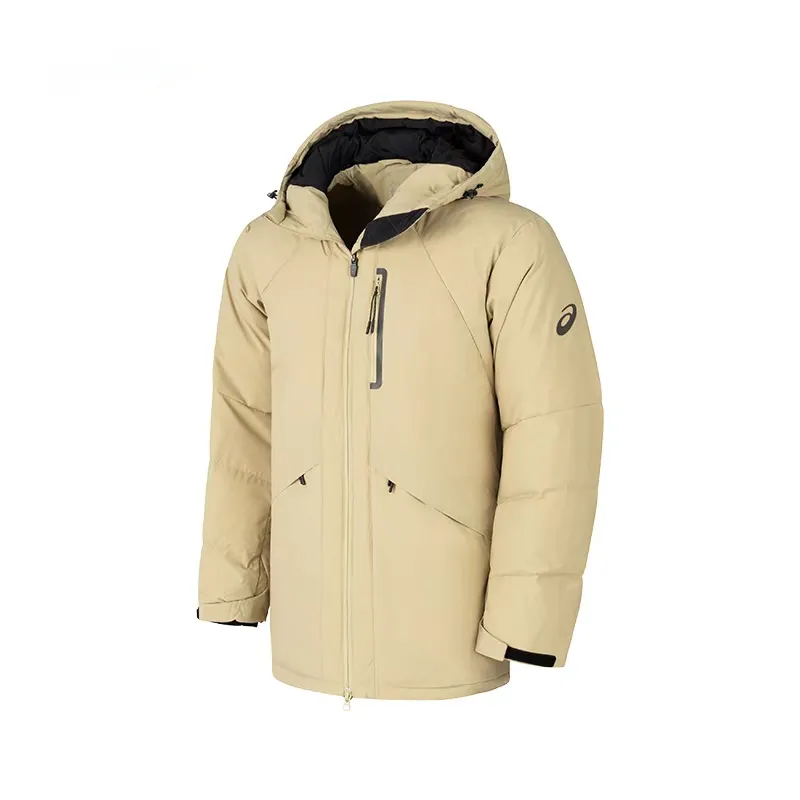 ASICS Down Jackets Men's Khaki Hooded Moderate Other