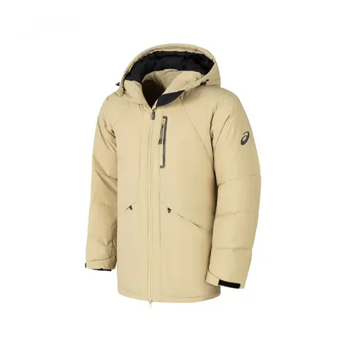 ASICS Down Jackets Men's Khaki Hooded Moderate Other