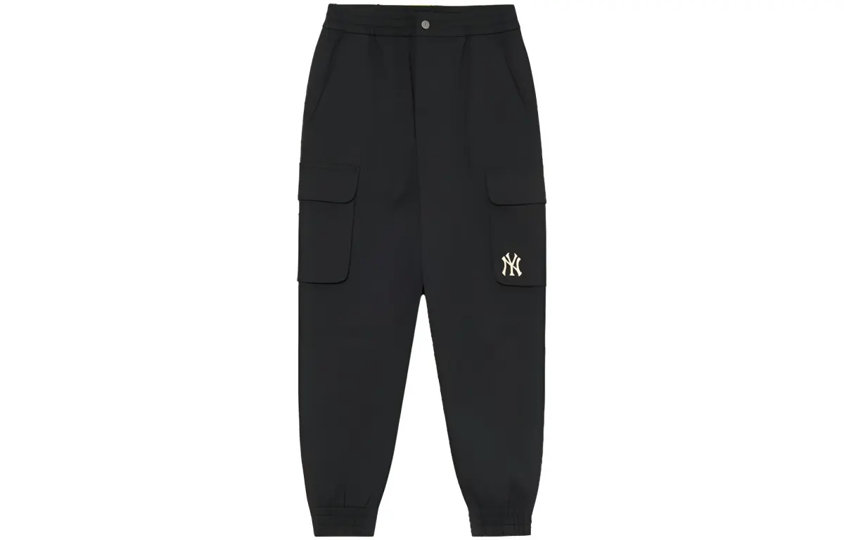 MLB Knitted Sweatpants Men's Black Moderate Cuffed Pants