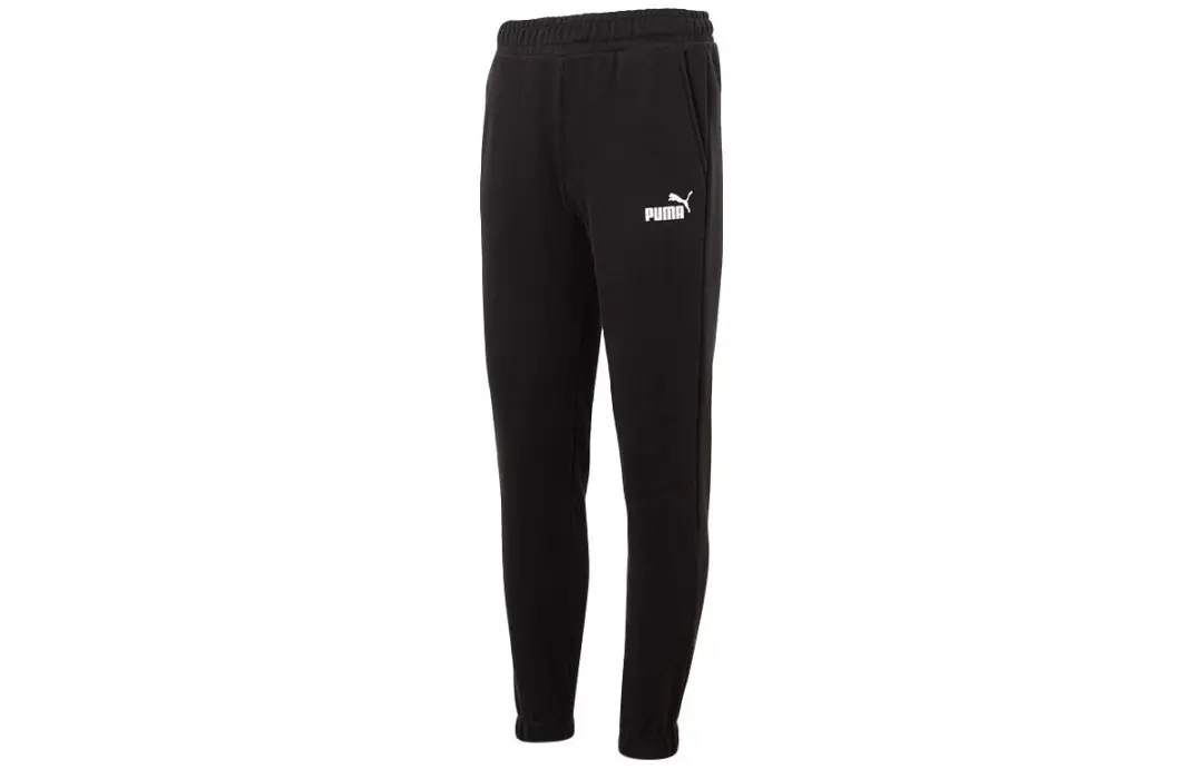 PUMA Solid Color Fitness Training Fleece Lined Thermal Lace Up Knitted Sweatpants Men's Black