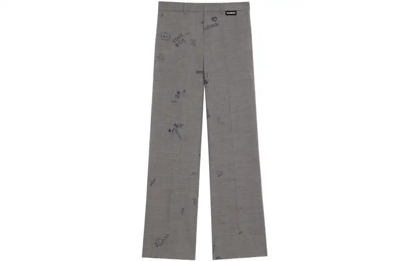 Vetements Casual Pants Unisex Gray Moderate Straight Fit Pants