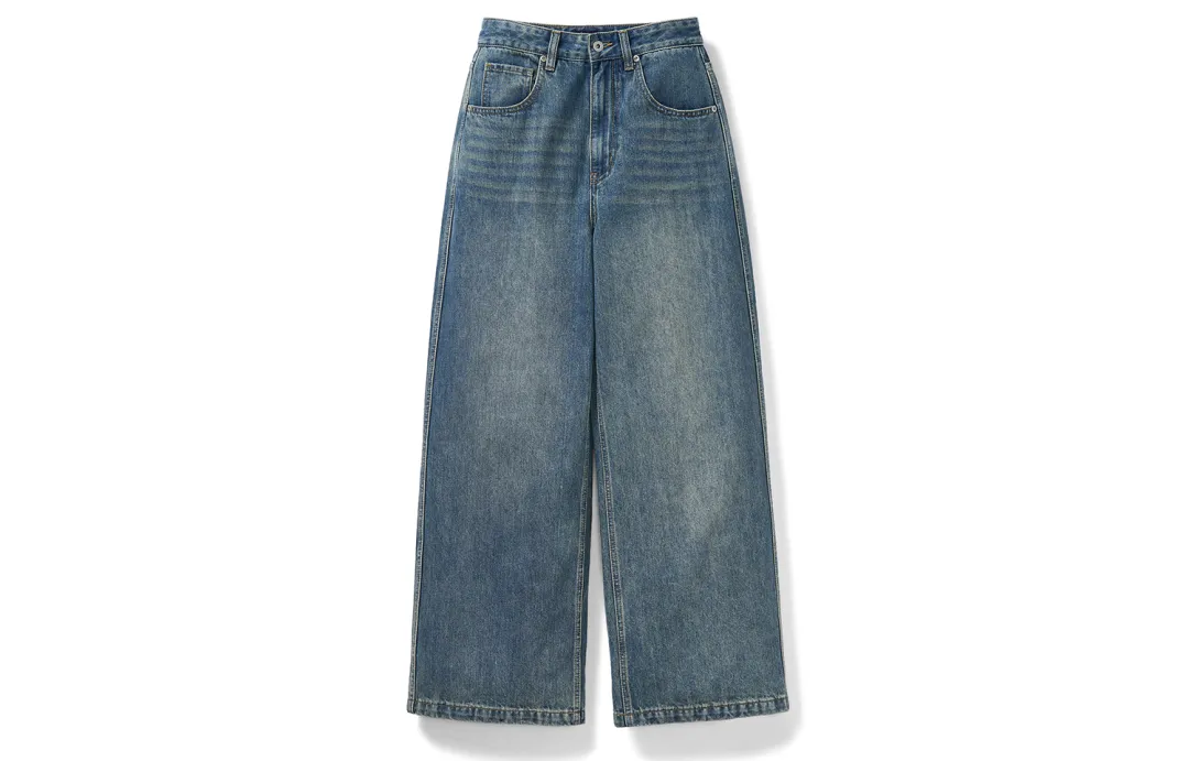 714STREET Jeans Unisex Blue Moderate Straight Fit Pants