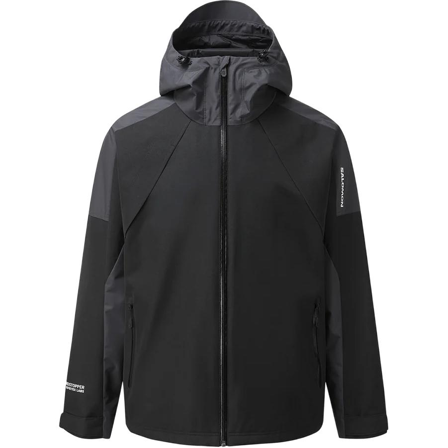 SALOMON Salomon WINDSTOPPERGore-Tex Korean line SLATE rock series WINDSTOPPERGore-Tex color-blocked hooded zipper windproof long-sleeved jacket men's black