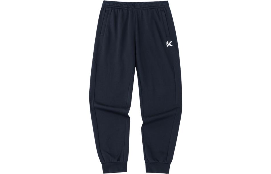 Anta KT series solid color mid-waist fleece leg knitted sweatpants men's black