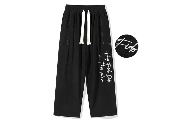 FIDO DIDO Casual Pants Unisex Moderate Straight Fit Pants