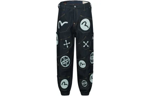 EVISU Jeans Men's Denim Blue Moderate Cuffed Pants