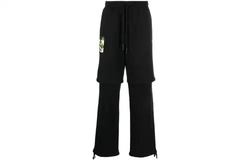 OFF WHITE Casual Pants Men's Black Moderate Straight Fit Pants