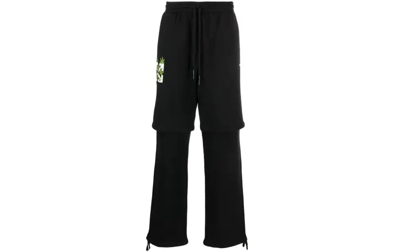 OFF WHITE Casual Pants Men's Black Moderate Straight Fit Pants