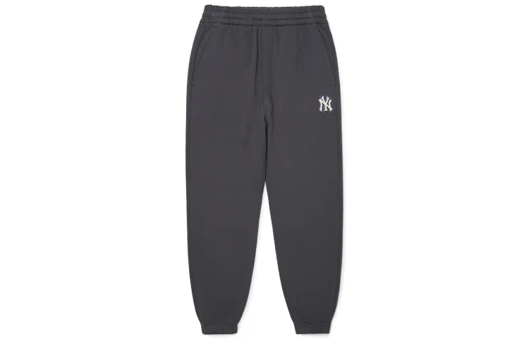 MLB New York Yankees FW22 Logo Print Fleece Lined Thermal Mid Rise Straight Fit Solid Color Knitted Sweatpants Men's