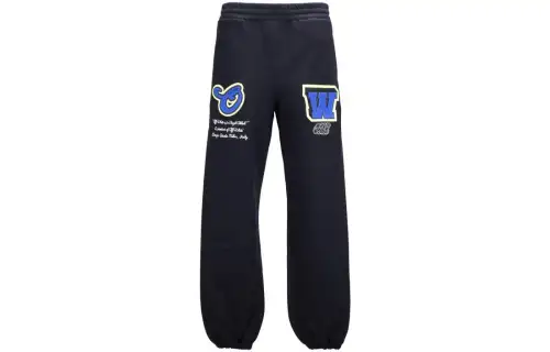 OFF-WHITE Logo Flocked Straight Leg Trousers