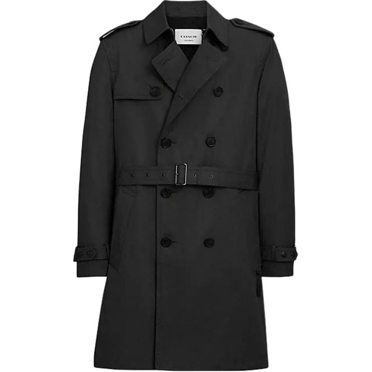 COACH Trench Coats Men's Black Lapel Moderate Other