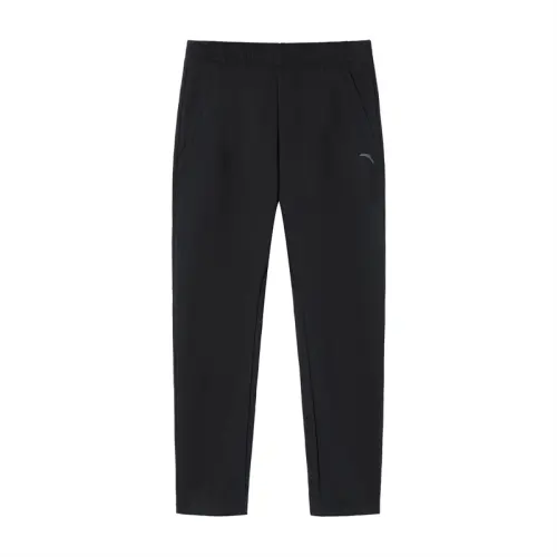 ANTA Knitted Sweatpants Men's Black Moderate Straight Fit Pants