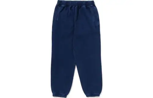BAPE FW23 Ape Sound Echo Series Solid Color Washed Ape Logo Embroidered Tight Knitted Sweatpants Uniform for Men and Women Blue