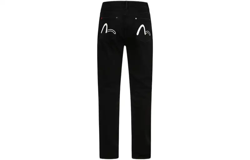 EVISU Jeans Men's Black Moderate Ripped Pants