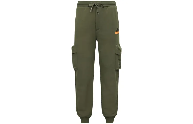 EVISU Knitted Sweatpants Men's Army Green Moderate Cuffed Pants