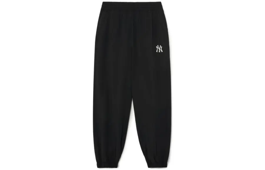 MLB New York Yankees Knitted Sweatpants Unisex Black Moderate Cuffed Pants