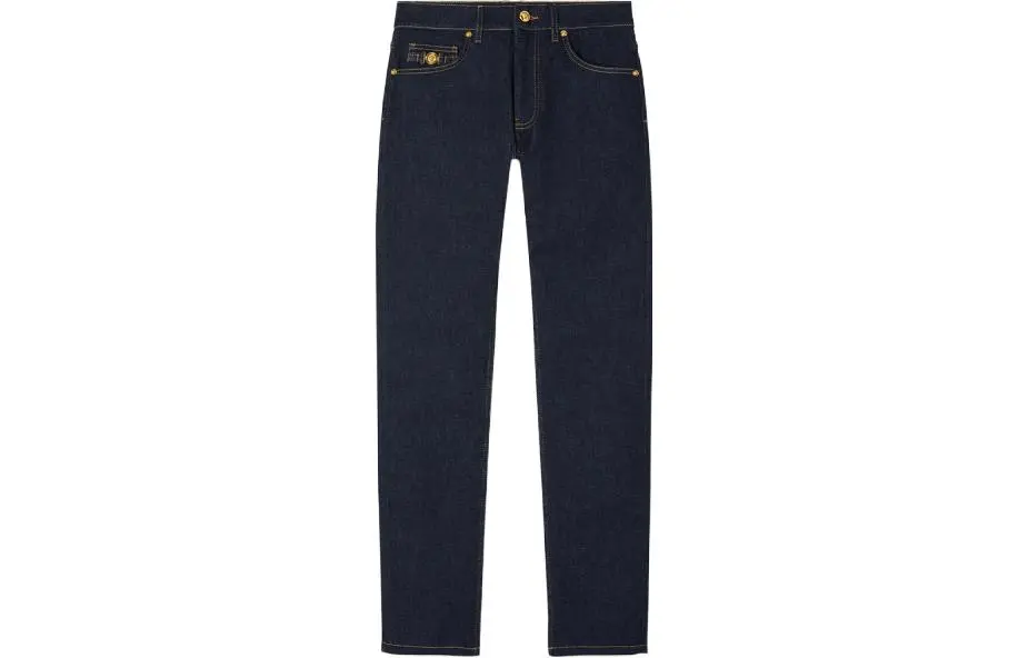 VERSACE Logo Patch Straight-Leg Jeans