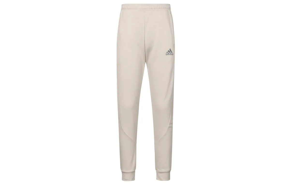 Adidas Solid Color Print Logo Thickened And Fleece Lined Elastic Cuff Knitted Sweatpants Men's Bauxite Brown