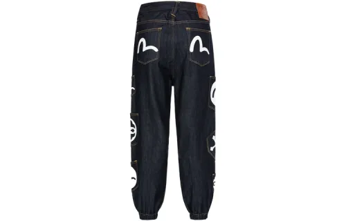 EVISU Jeans Men's Denim Blue Moderate Cuffed Pants