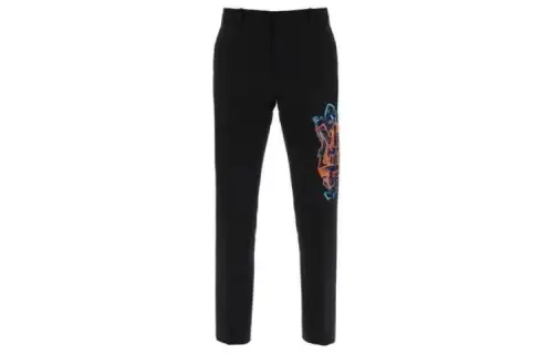 OFF WHITE Logo Embroidered Straight Leg Trousers