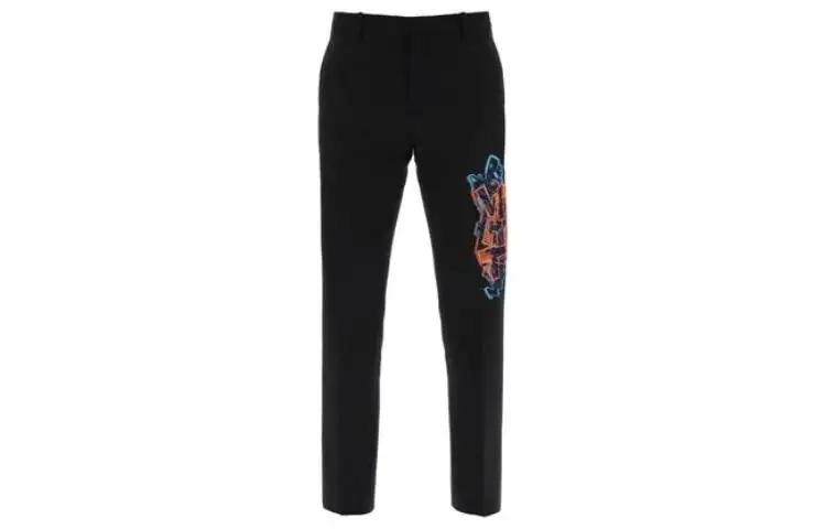 OFF WHITE Logo Embroidered Straight Leg Trousers