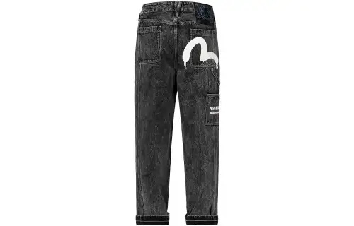 EVISU Jeans Men's Black Moderate Straight Fit Pants